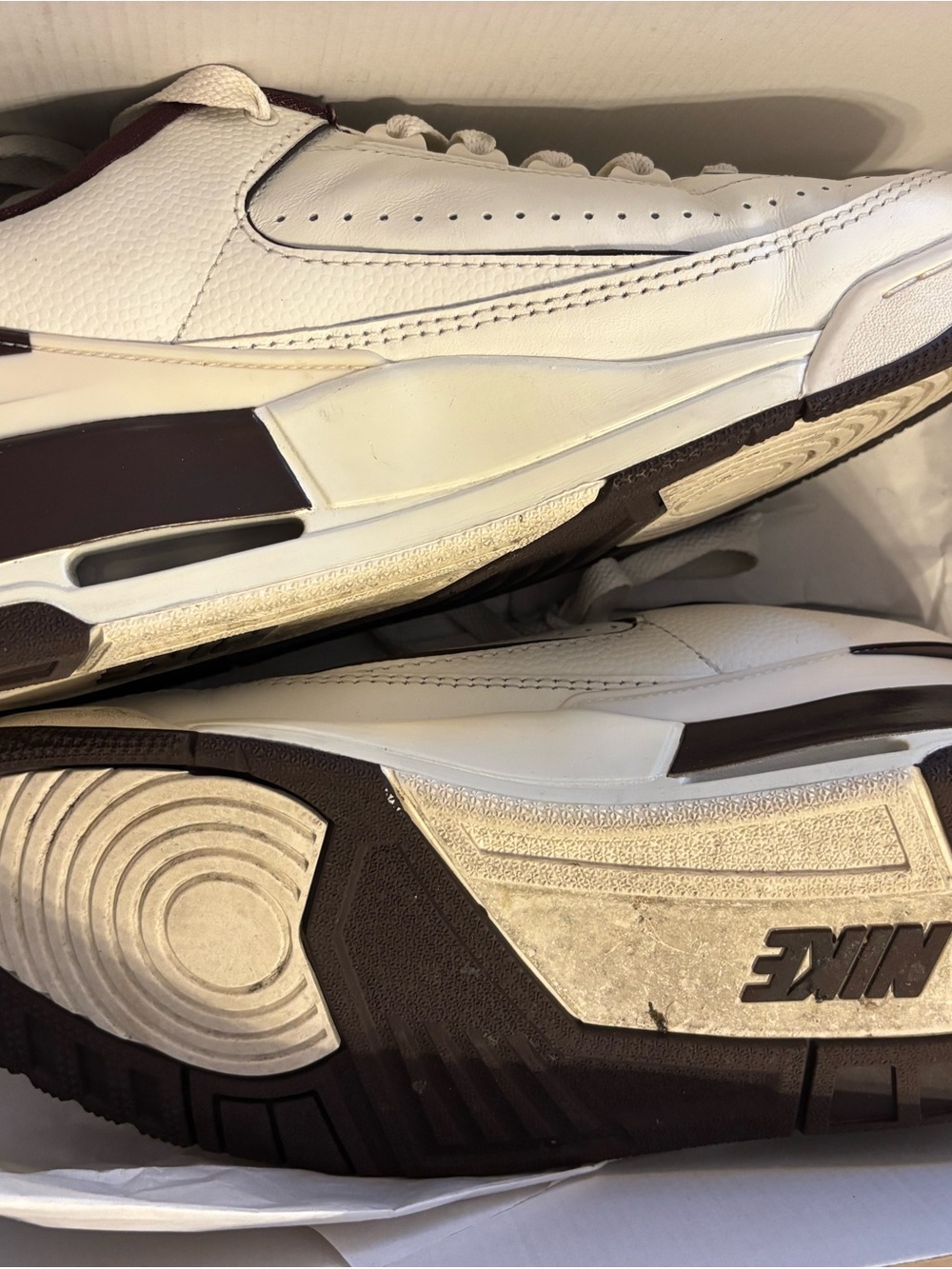 Jordan Women's Low-Top Sneakers in Cream & Dark Brown - Picture 4 of 7